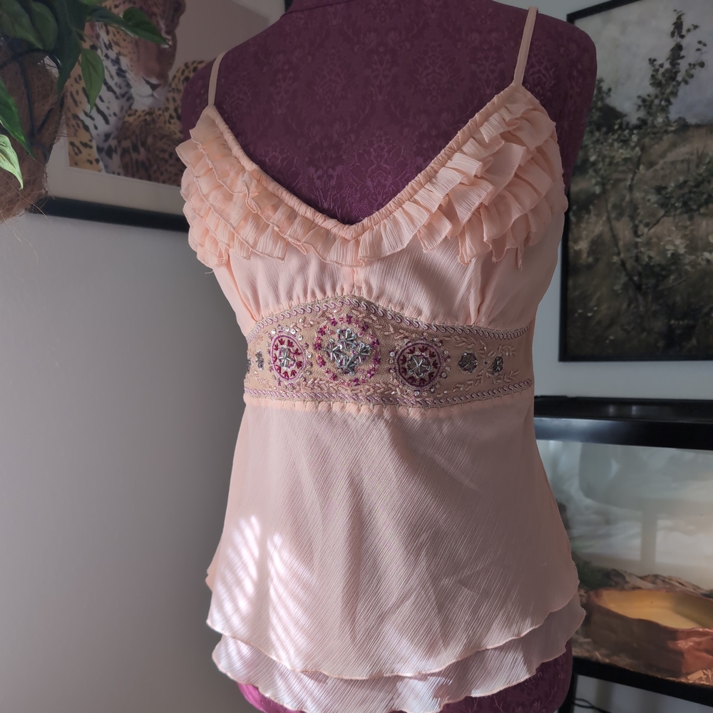 Peach Embellished Women's Top